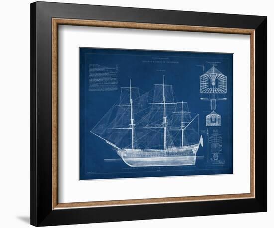 Antique Ship Blueprint IV-Vision Studio-Framed Art Print