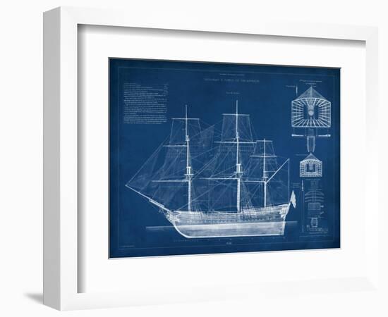 Antique Ship Blueprint IV-Vision Studio-Framed Art Print