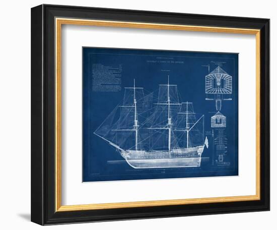 Antique Ship Blueprint IV-Vision Studio-Framed Art Print