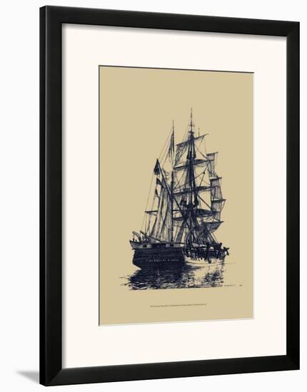 Antique Ship in Blue I-Mersky-Framed Art Print