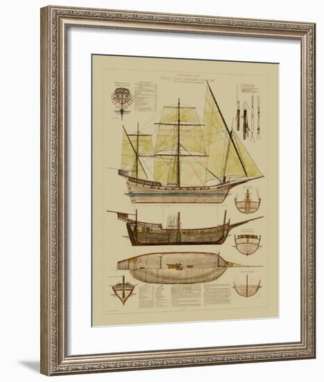 Antique Ship Plan II-null-Framed Giclee Print