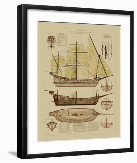 Antique Ship Plan II-null-Framed Giclee Print