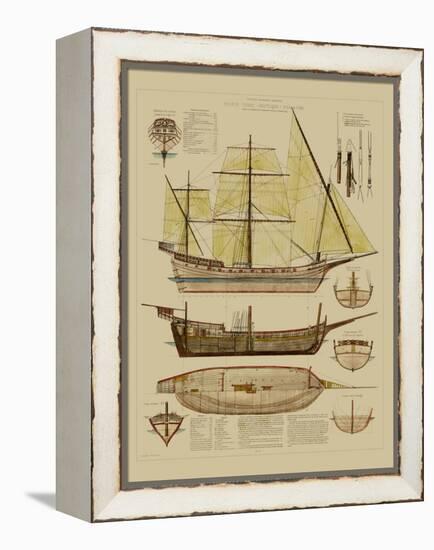 Antique Ship Plan II-Vision Studio-Framed Stretched Canvas