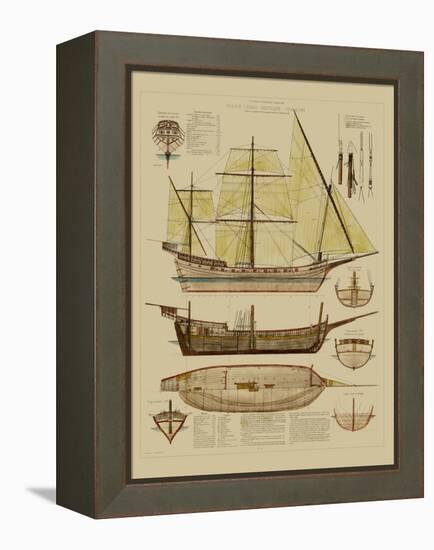 Antique Ship Plan II-Vision Studio-Framed Stretched Canvas