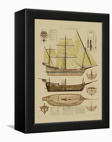 Antique Ship Plan II-Vision Studio-Framed Stretched Canvas