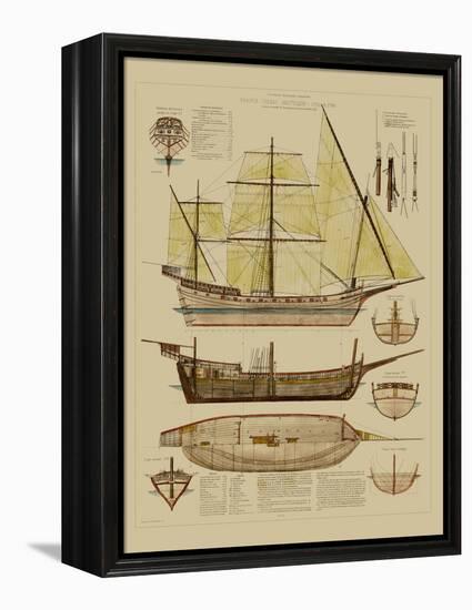 Antique Ship Plan II-Vision Studio-Framed Stretched Canvas
