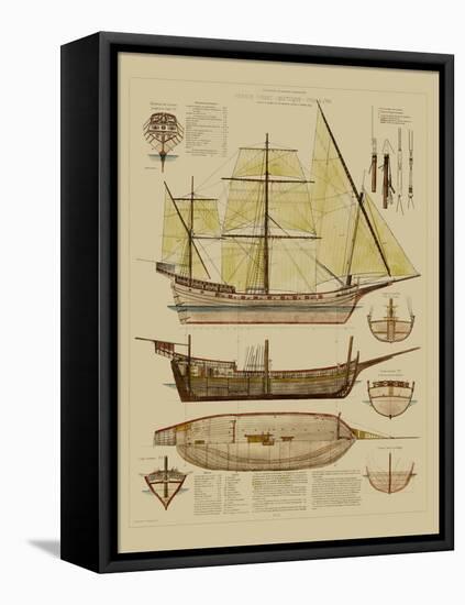 Antique Ship Plan II-Vision Studio-Framed Stretched Canvas