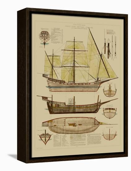 Antique Ship Plan II-Vision Studio-Framed Stretched Canvas