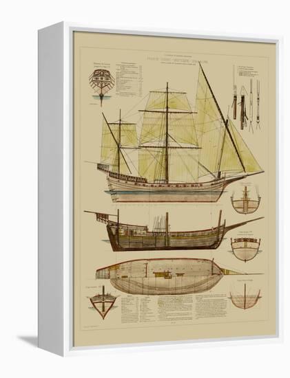 Antique Ship Plan II-Vision Studio-Framed Stretched Canvas