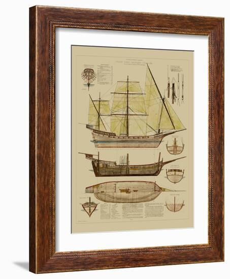 Antique Ship Plan II-Vision Studio-Framed Art Print