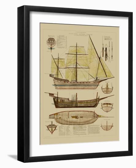 Antique Ship Plan II-Vision Studio-Framed Art Print