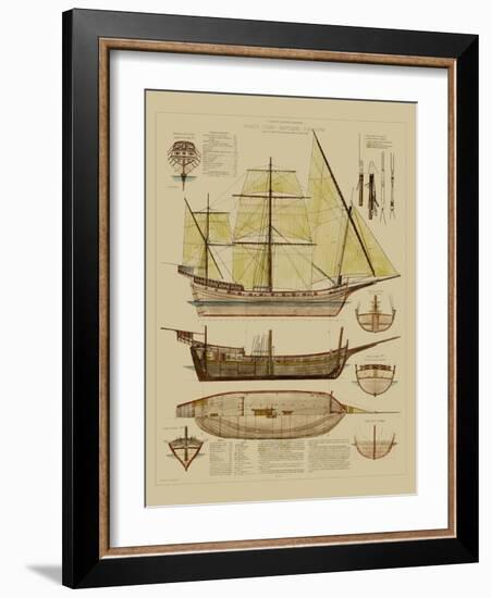 Antique Ship Plan II-Vision Studio-Framed Art Print