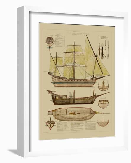 Antique Ship Plan II-Vision Studio-Framed Art Print