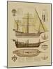 Antique Ship Plan II-Vision Studio-Mounted Art Print