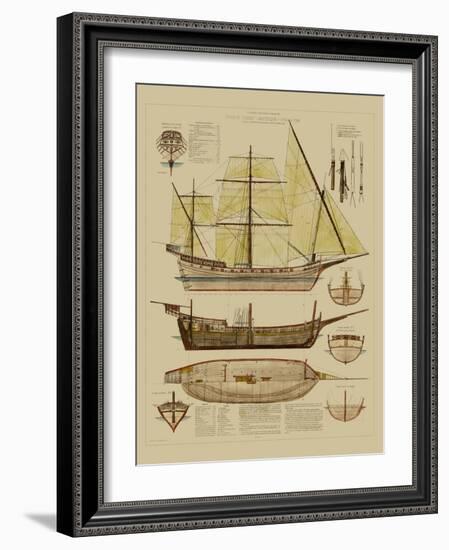 Antique Ship Plan II-Vision Studio-Framed Art Print