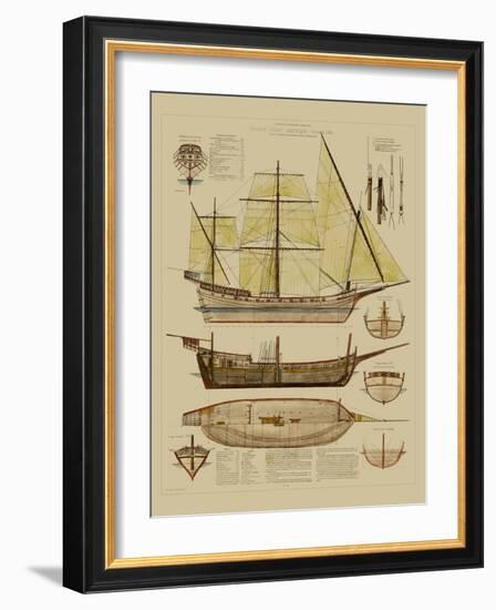 Antique Ship Plan II-Vision Studio-Framed Art Print