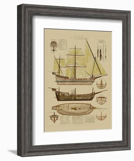 Antique Ship Plan II-Vision Studio-Framed Art Print