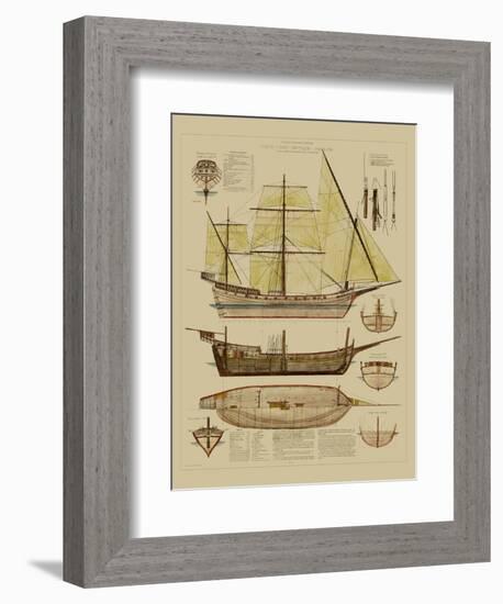 Antique Ship Plan II-Vision Studio-Framed Art Print