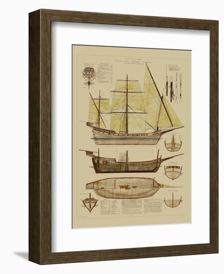 Antique Ship Plan II-Vision Studio-Framed Art Print