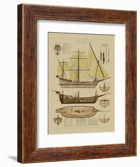 Antique Ship Plan II-Vision Studio-Framed Art Print