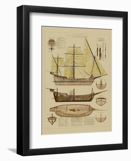 Antique Ship Plan II-Vision Studio-Framed Art Print