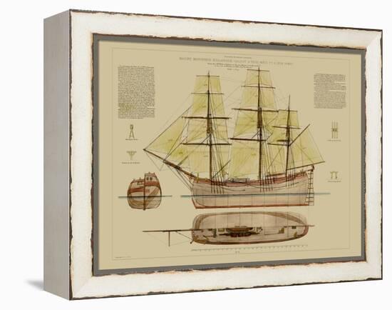 Antique Ship Plan VII-Vision Studio-Framed Stretched Canvas