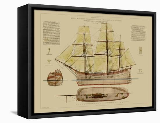 Antique Ship Plan VII-Vision Studio-Framed Stretched Canvas