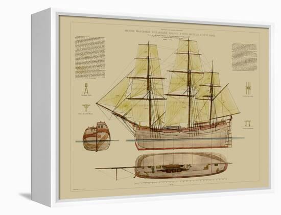 Antique Ship Plan VII-Vision Studio-Framed Stretched Canvas