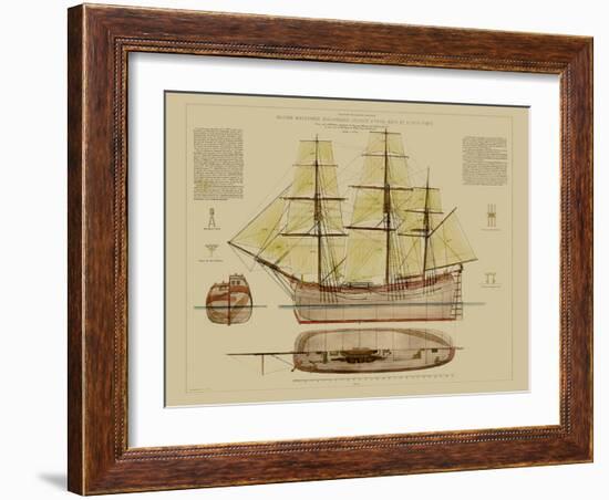 Antique Ship Plan VII-Vision Studio-Framed Art Print