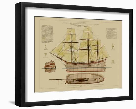 Antique Ship Plan VII-Vision Studio-Framed Art Print