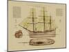 Antique Ship Plan VII-Vision Studio-Mounted Art Print