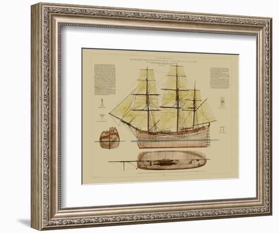 Antique Ship Plan VII-Vision Studio-Framed Art Print