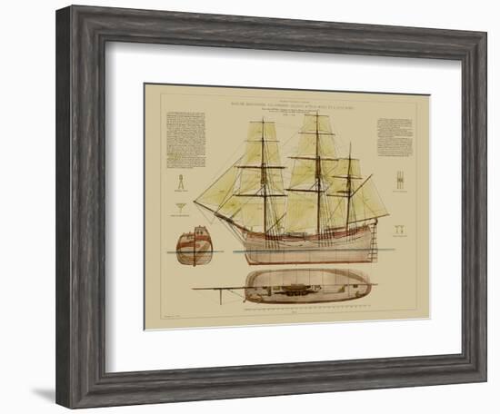 Antique Ship Plan VII-Vision Studio-Framed Art Print