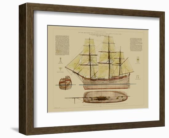 Antique Ship Plan VII-Vision Studio-Framed Art Print