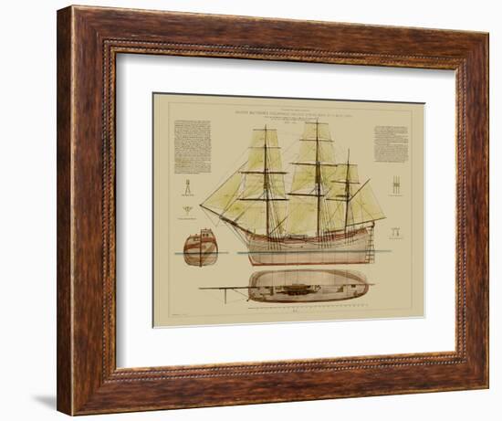 Antique Ship Plan VII-Vision Studio-Framed Art Print