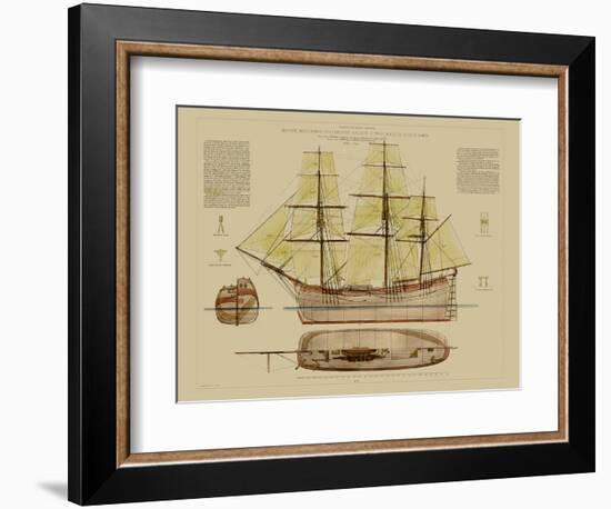 Antique Ship Plan VII-Vision Studio-Framed Art Print