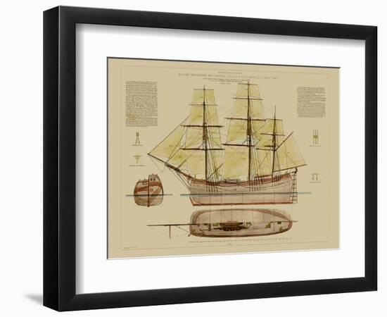 Antique Ship Plan VII-Vision Studio-Framed Art Print