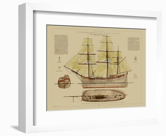 Antique Ship Plan VII-Vision Studio-Framed Art Print