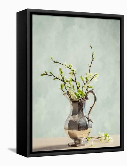Antique Silver Jug Filled with Spring Blossom-Amd Images-Framed Premier Image Canvas