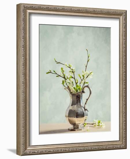 Antique Silver Jug Filled with Spring Blossom-Amd Images-Framed Photographic Print