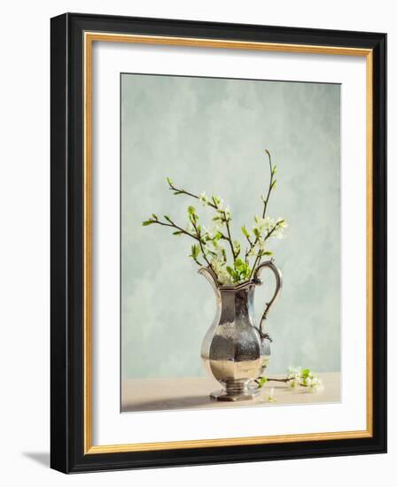 Antique Silver Jug Filled with Spring Blossom-Amd Images-Framed Photographic Print