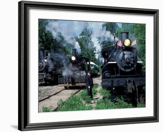 Antique Steam Locomotives, Elbe, Washington, USA-William Sutton-Framed Photographic Print