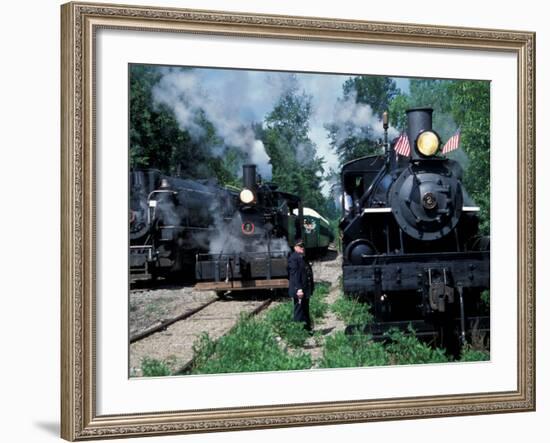 Antique Steam Locomotives, Elbe, Washington, USA-William Sutton-Framed Photographic Print