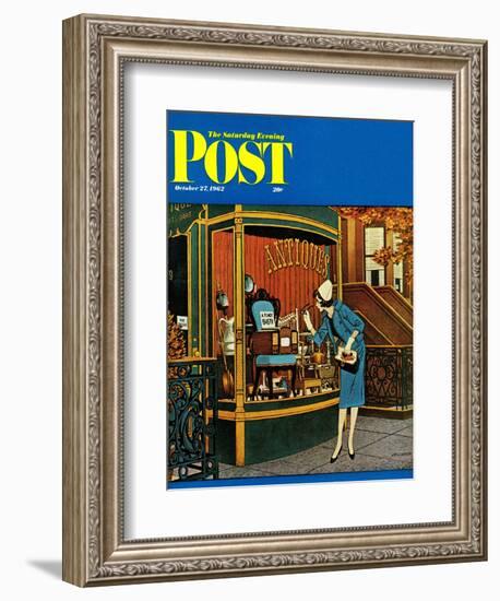 "Antique TV," Saturday Evening Post Cover, October 27, 1962-James Williamson-Framed Giclee Print