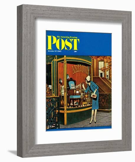 "Antique TV," Saturday Evening Post Cover, October 27, 1962-James Williamson-Framed Giclee Print