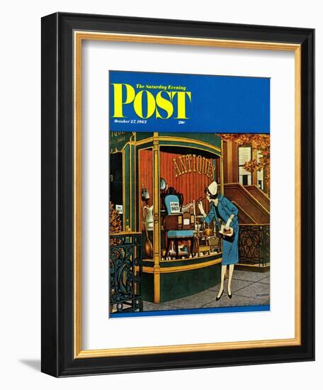 "Antique TV," Saturday Evening Post Cover, October 27, 1962-James Williamson-Framed Giclee Print