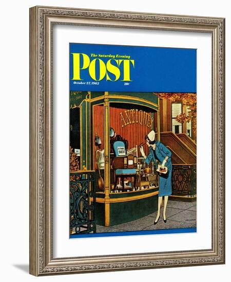 "Antique TV," Saturday Evening Post Cover, October 27, 1962-James Williamson-Framed Giclee Print