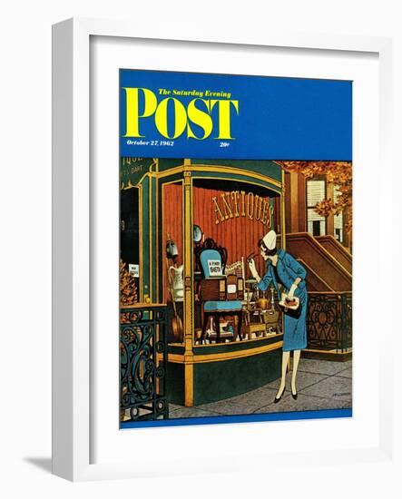 "Antique TV," Saturday Evening Post Cover, October 27, 1962-James Williamson-Framed Giclee Print