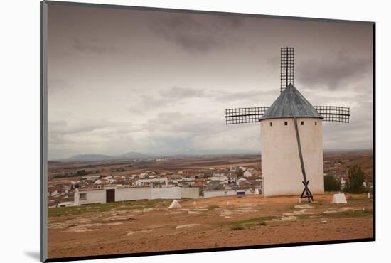 Antique windmills in a field, Campo De Criptana, Ciudad Real Province, Castilla La Mancha, Spain-null-Mounted Photographic Print