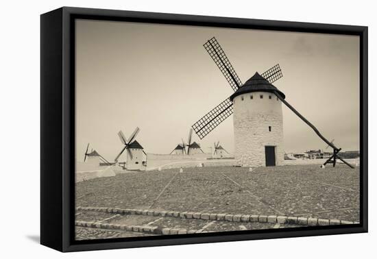 Antique windmills in a field, Campo De Criptana, Ciudad Real Province, Castilla La Mancha, Spain-null-Framed Premier Image Canvas